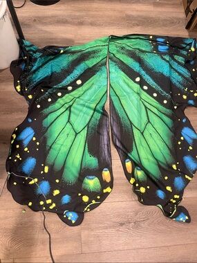 Amazon Women's Black with Green & Blue Butterfly Wing Print 64